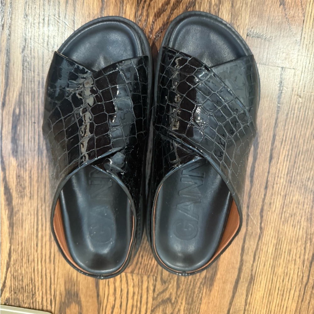 Ganni Python Chunky Sandals